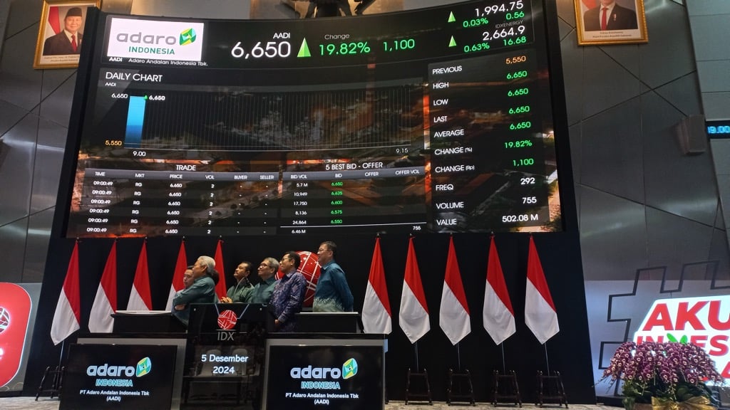 Adaro Andalan (AADI) Resmi Melantai di Bursa, Langsung Naik 19,82 Persen