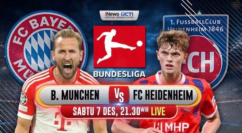 Saksikan Bundesliga Bayern Munchen Vs FC Heidenheim Besok Malam, Live iNews