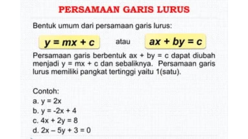 10 Contoh Soal Persamaan Garis Lurus Beserta Pembahasannya