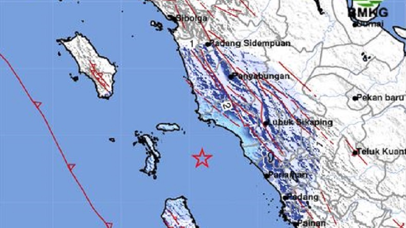 Gempa Hari Ini Magnitudo 4,8 Guncang Pasaman Barat Sumbar