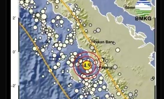 Gempa Terkini M 4,9 Guncang Pariaman, Getaran Kuat Dirasakan Warga Padang