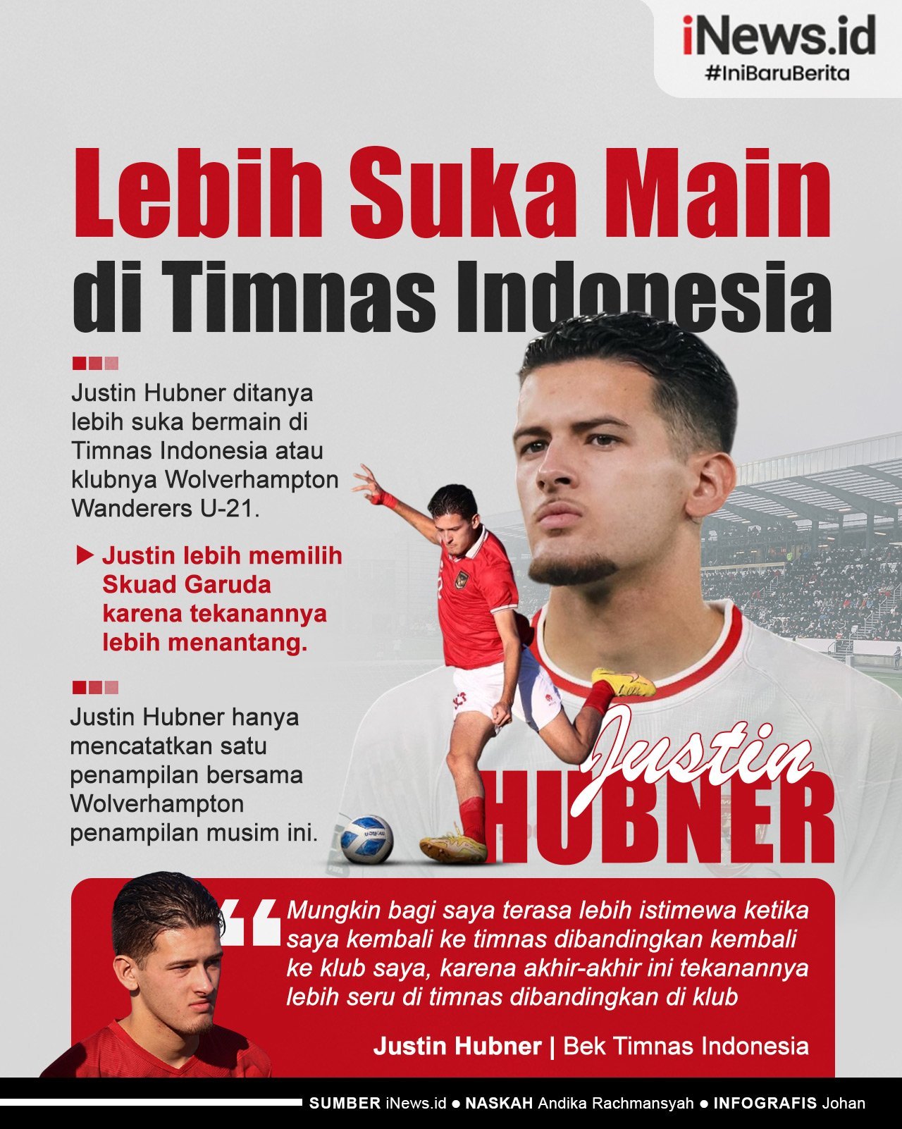 Infografis Justin Hubner Lebih Suka Main di Timnas Indonesia