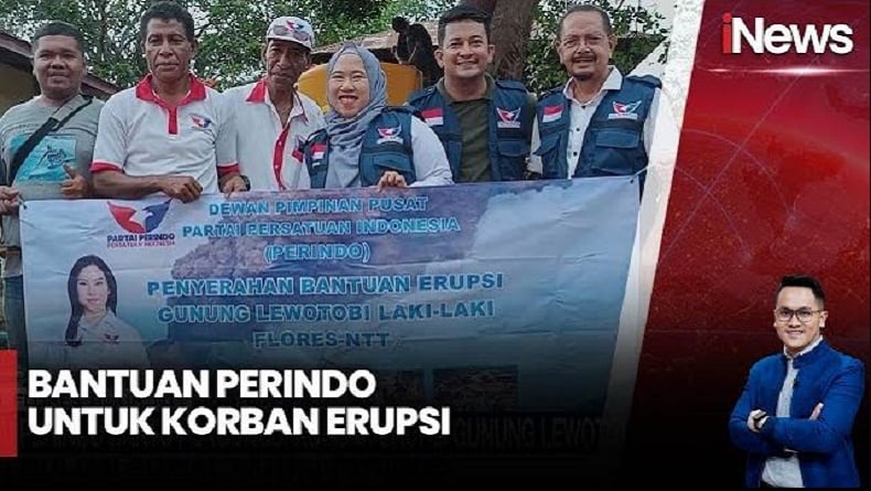 Partai Perindo Beri Bantuan Sembako dan Air Bersih ke Pengungsi Erupsi Gunung Lewotobi