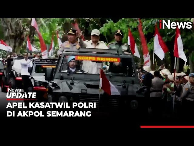 Presiden Prabowo Keliling Naik Kendaraan Taktis Tinjau Apel Kasatwil Polri di Akpol Semarang