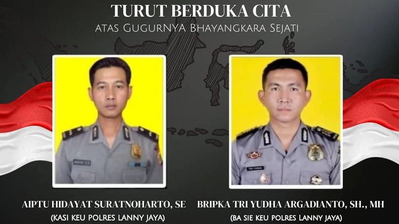 2 Anggota Polres Lanny Jaya Gugur di Papua, Aiptu Hidayat dan Bripka Tri Yudha