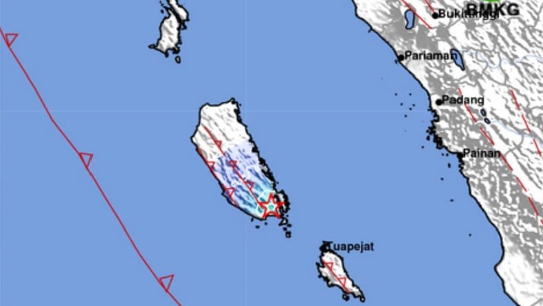 Gempa Hari Ini M4,1 Guncang Pulau Siberut Mentawai, Berpusat di Darat