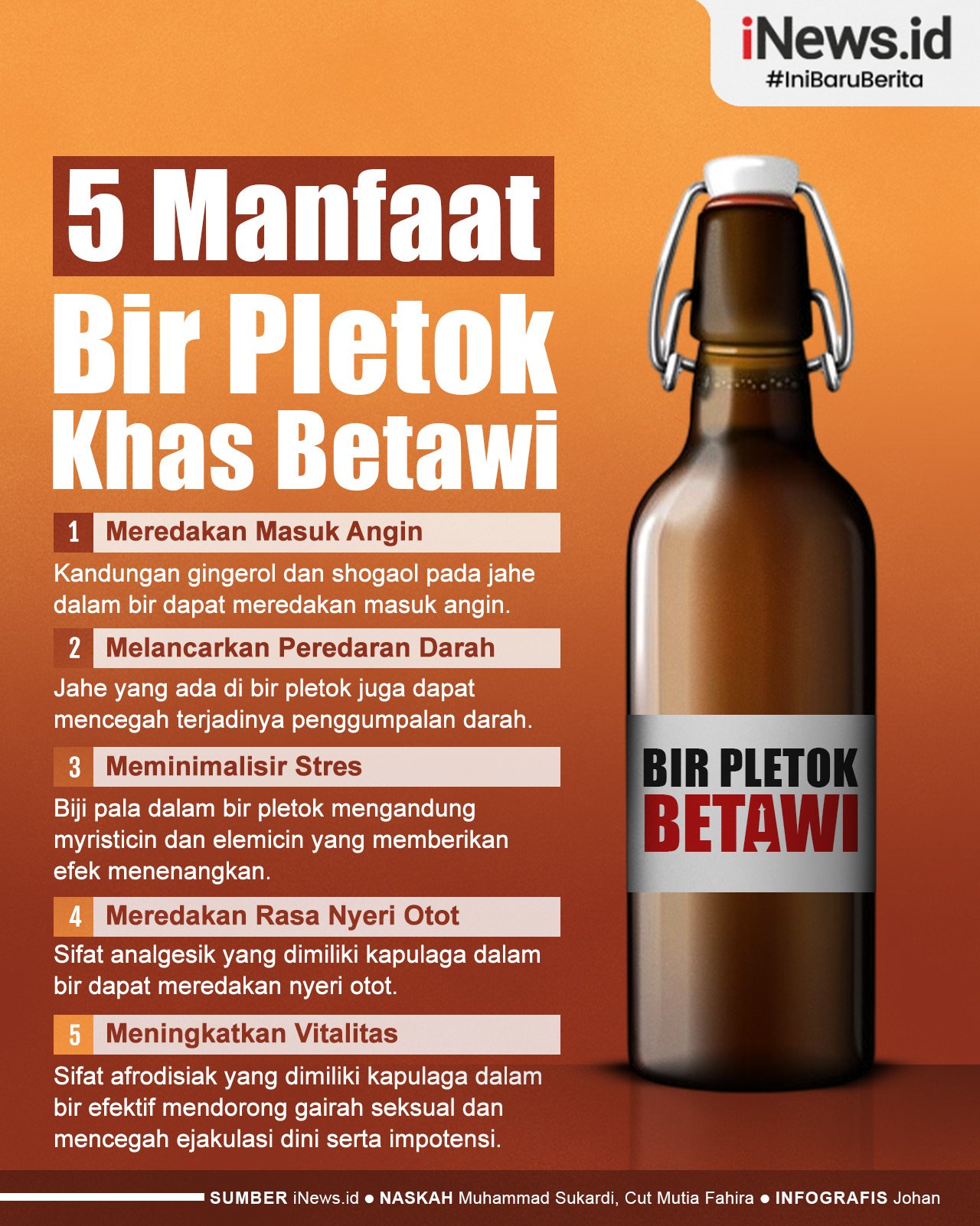 Infografis 5 Manfaat Bir Pletok Khas Betawi