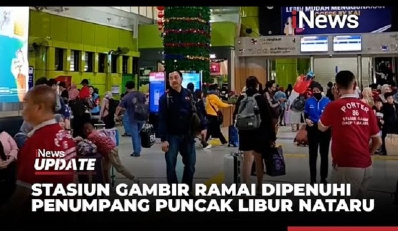 Puncak Libur Nataru, Stasiun Gambir Dipenuhi Penumpang Hari Ini