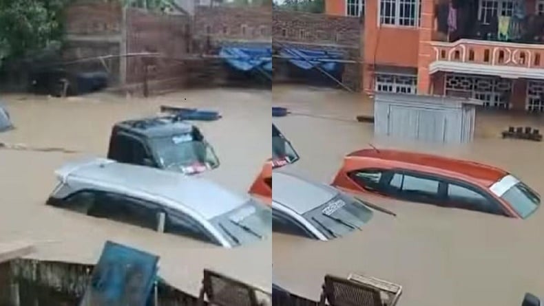 Penampakan Mobil Berjejer Terendam Banjir di Barru Sulsel, Hanya Terlihat Bagian Atas