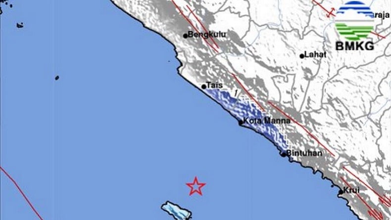 Gempa Hari Ini Magnitudo 4,5 Guncang Enggano Bengkulu