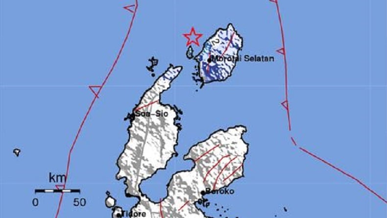 Gempa Terkini M4,1 Guncang Pulau Doi Malut, Terasa di Morotai