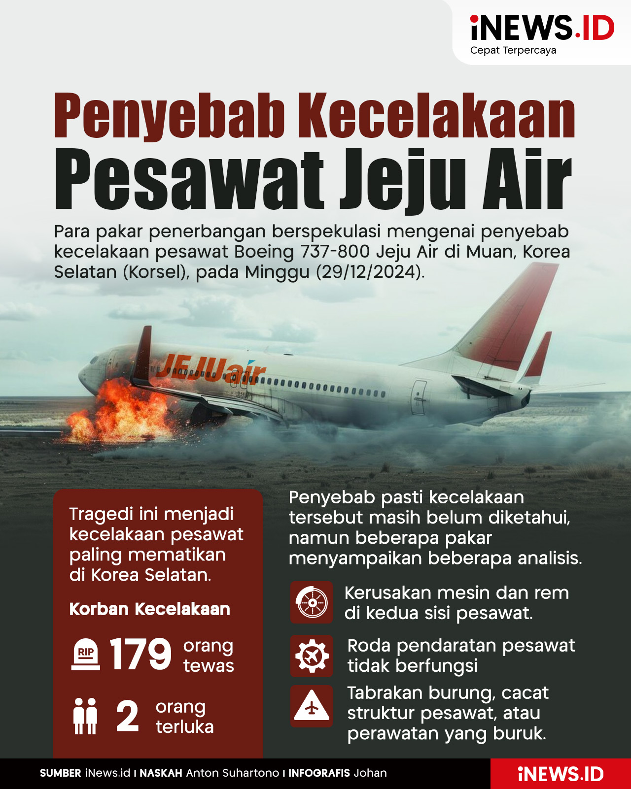 Infografis Penyebab Kecelakaan Pesawat Jeju Air