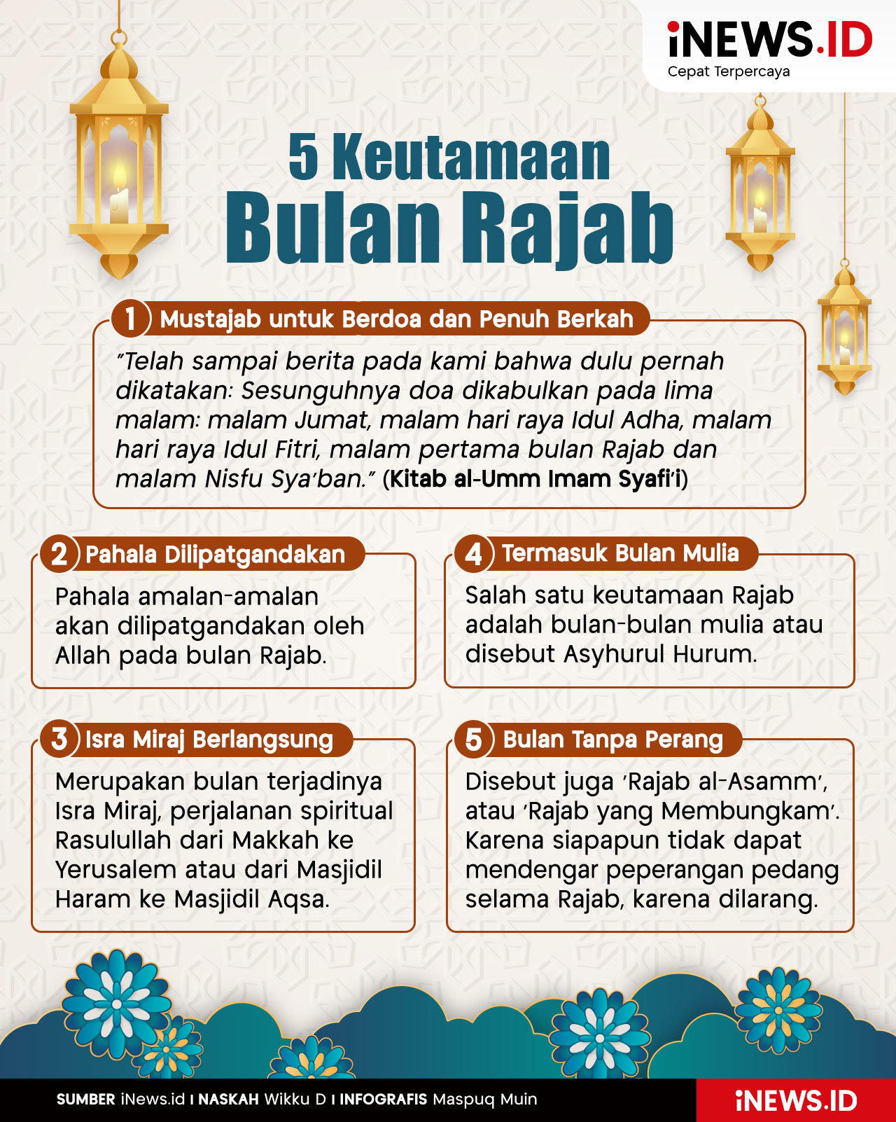 Infografis 5 Keutamaan Bulan Rajab 