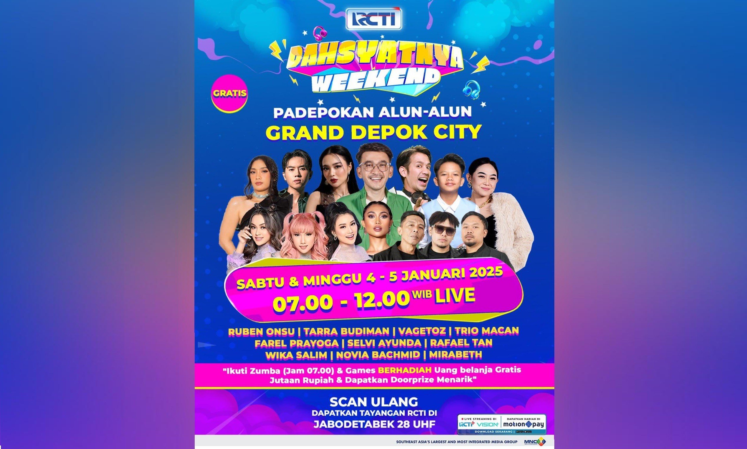 Trio Macan sampai Farel Prayoga Akan Seru-seruan bareng Warga Depok di Dahsyatnya Weekend