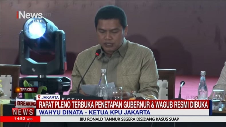 Breaking News: KPU DKI Tetapkan Pramono-Rano Gubernur dan Wagub Jakarta