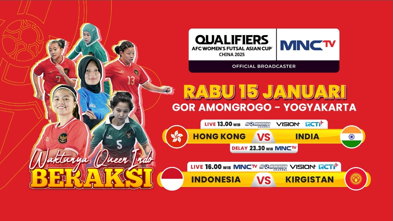 Jadwal Timnas Futsal Putri Indonesia Vs Kirgistan di Kualifikasi Piala Asia Wanita 2025 Sore Ini, Live MNCTV