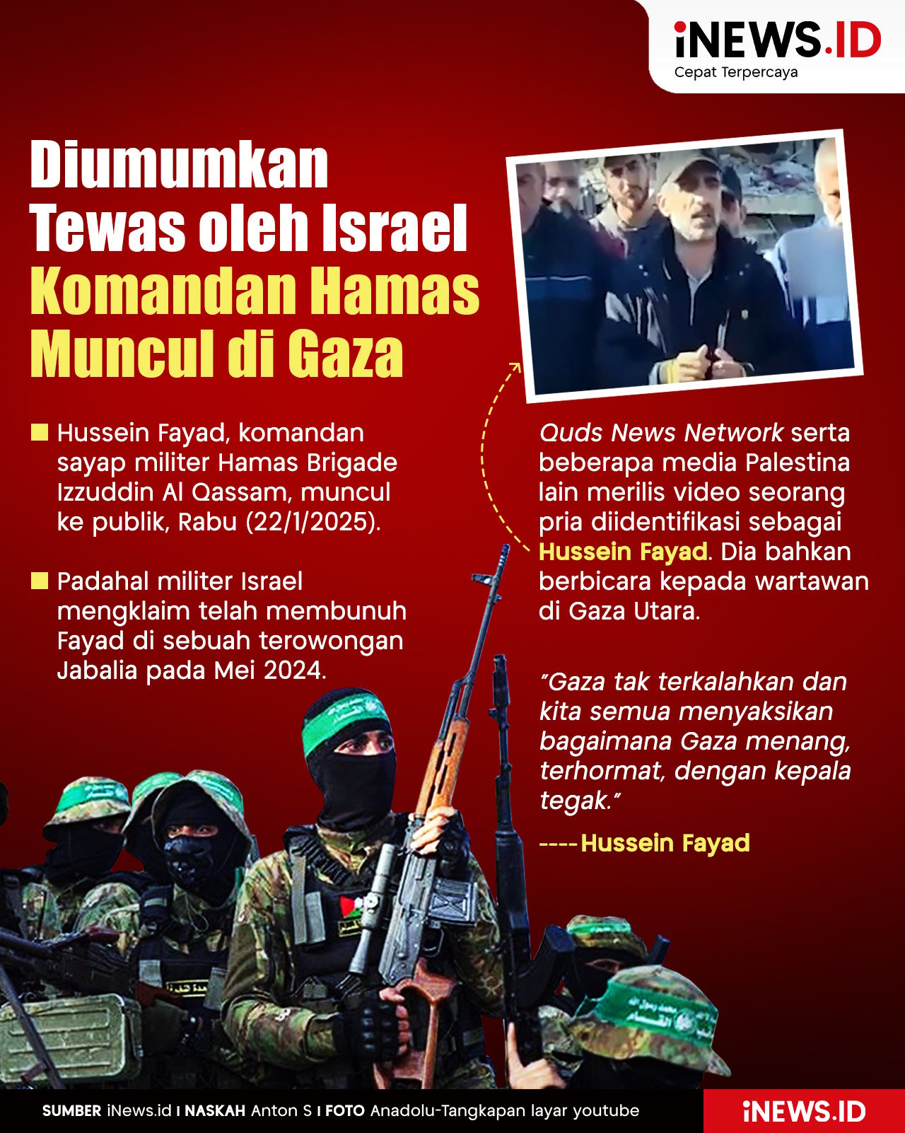 Infografis Diumumkan Tewas oleh Israel, Komandan Hamas Muncul di Gaza