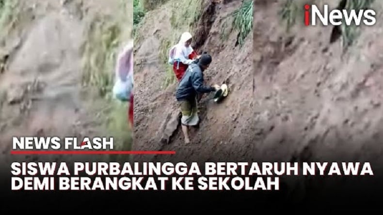 Longsor di Purbalingga, Siswa Bertaruh Nyawa Berangkat ke Sekolah Lewati Medan Curam