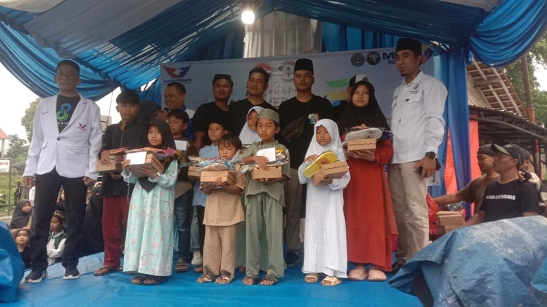 Pemuda Perindo Kabupaten Bogor dan Paguyuban Ojek Pangkalan Santuni 100 Anak Yatim