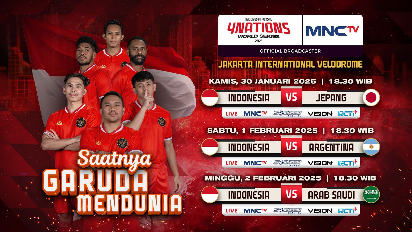 Live di MNCTV! Ini Jadwal Timnas Futsal Indonesia di 4 Nations World Series 2025