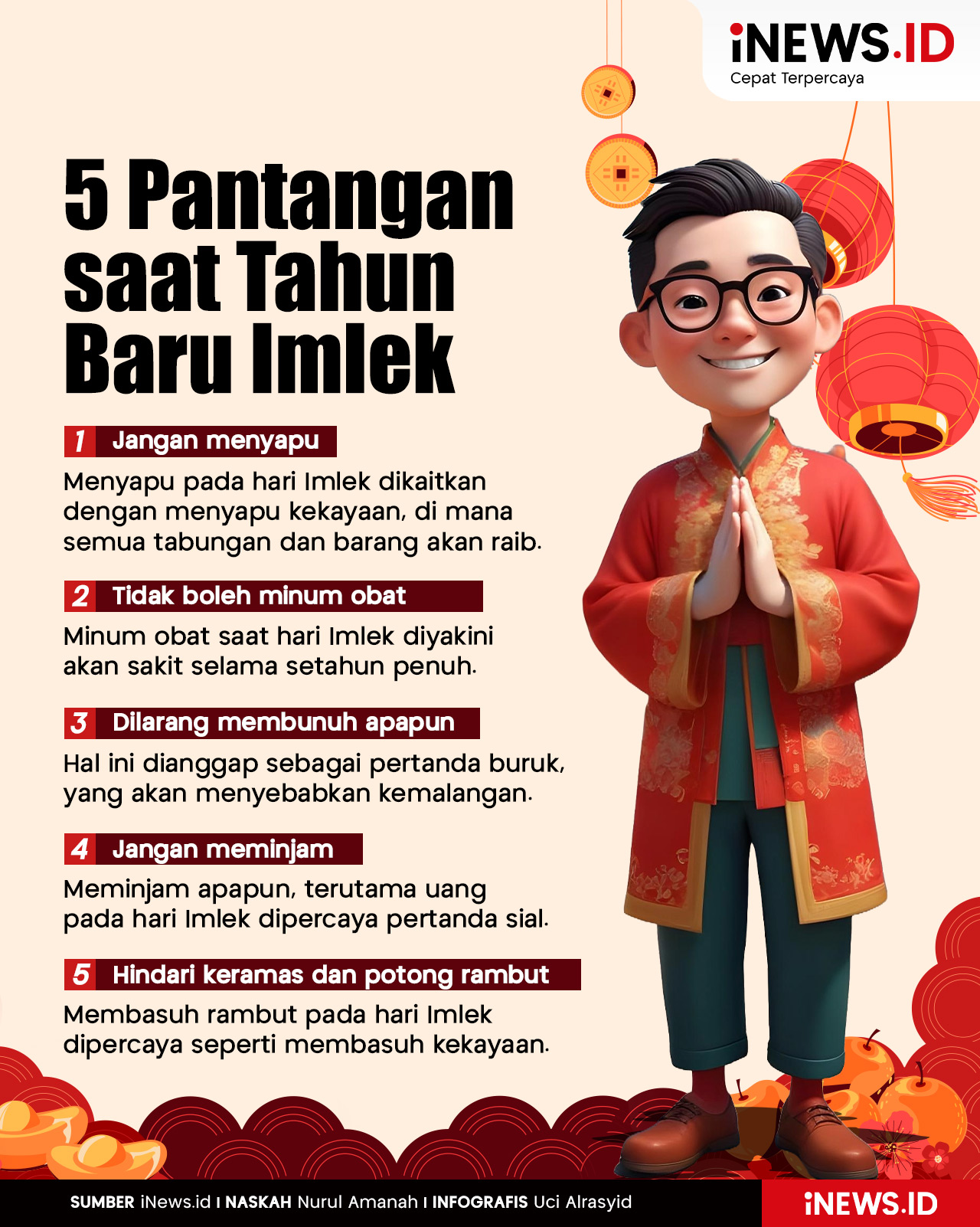 Infografis 5 Pantangan saat Hari Imlek