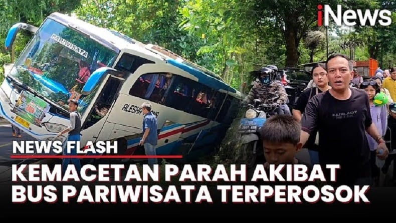 Bus Pariwisata Kecelakaan di Tikungan Karangnini Pangandaran