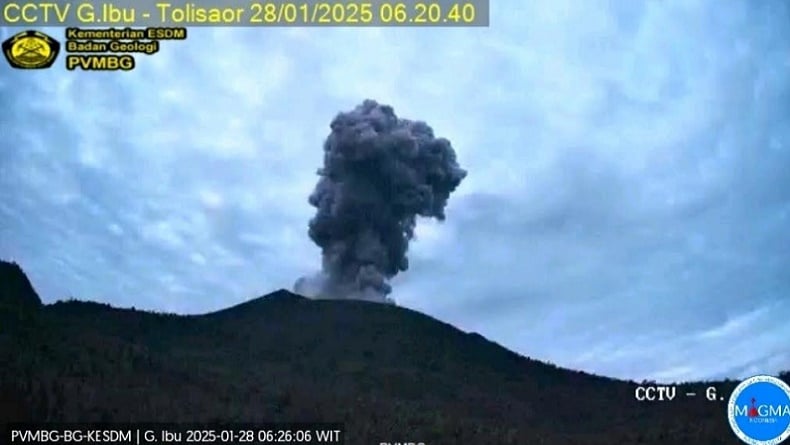 Gunung Ibu di Malut Erupsi Hari Ini, Semburkan Abu Vulkanis Setinggi 1.200 Meter