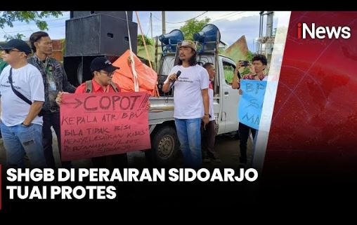 Warga Demo BPN Sidoarjo Protes Penerbitan HGB di Laut