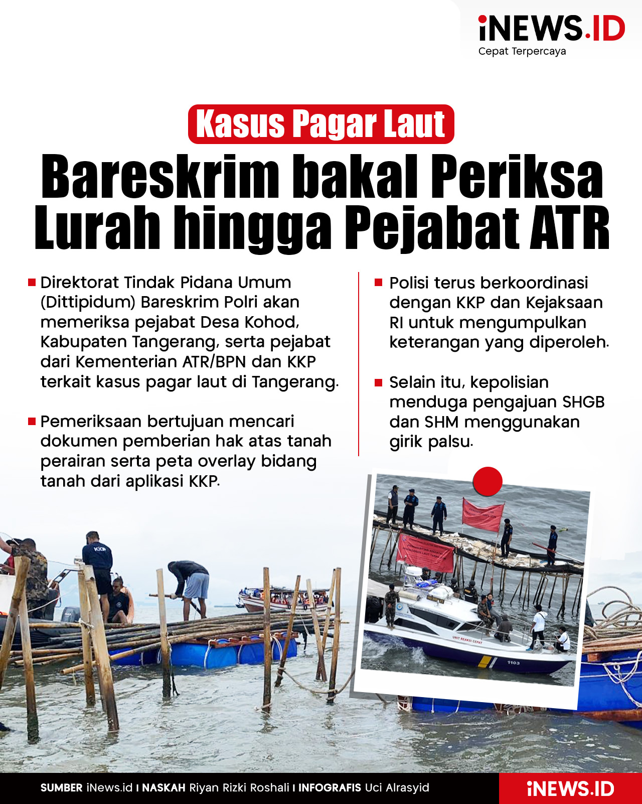 Infografis Kasus Pagar Laut Tangerang, Bareskrim bakal Periksa Lurah hingga Pejabat ATR