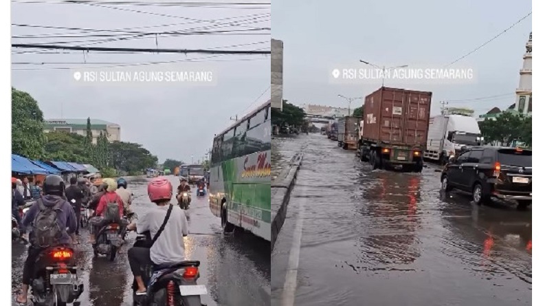 Banjir Rendam Jalan Pantura Kaligawe Semarang, Aktivitas Warga Nyaris Lumpuh