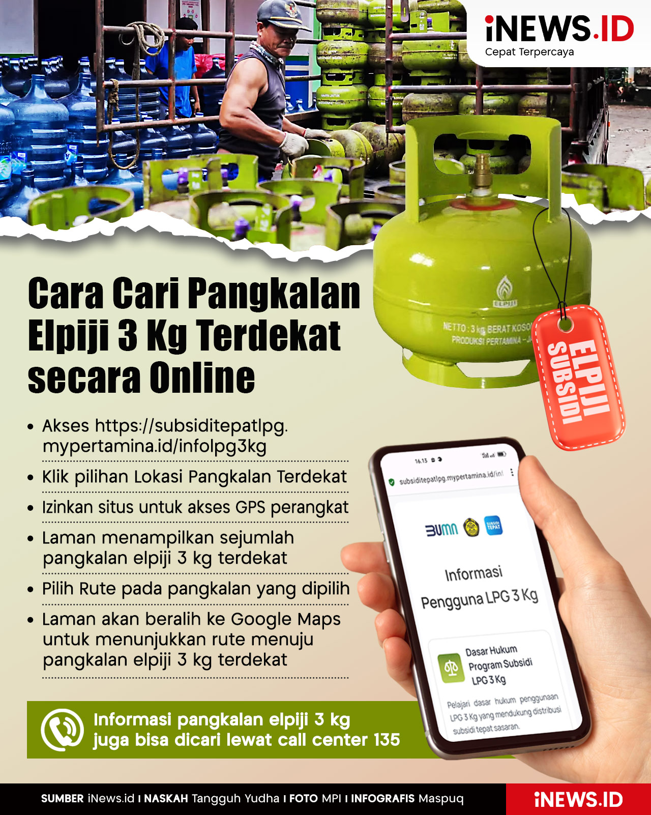 Infografis Cara Cari Pangkalan Elpiji 3 Kg Terdekat secara Online