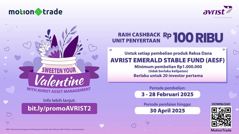 Ikuti Promo Sweeten Your Valentine with Avrist Asset Management, Raih Cashback Rp100.000 di MotionTrade