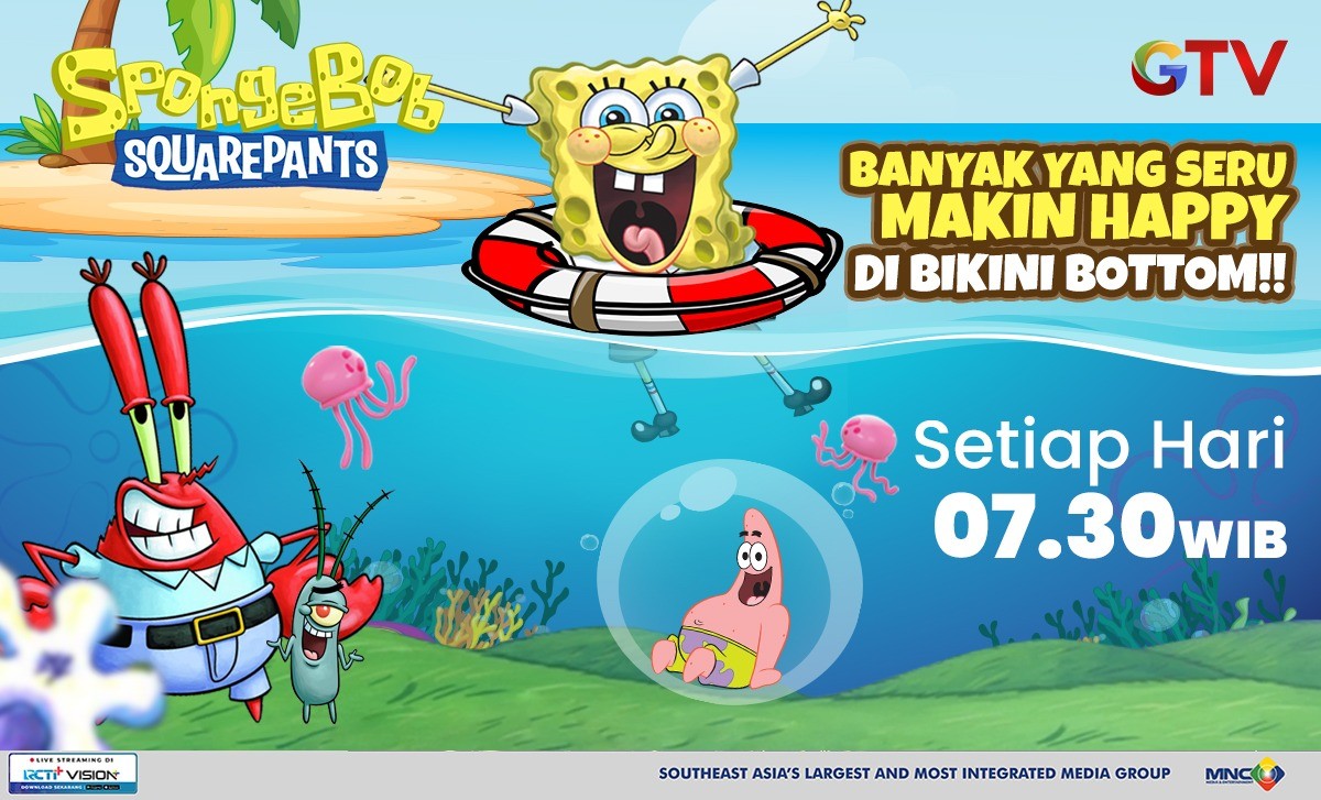 It’s Family Time! Teman Lucu Seru Spongebob dan Warga Bikini Bottom Siap Menghibur Setiap Hari di GTV