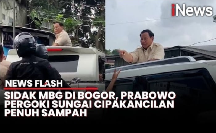 Momen Rombongan Prabowo Mendadak Berhenti saat Lihat Sampah Menumpuk di Sungai Cidepit Bogor