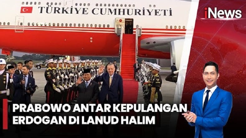 Momen Prabowo Antar Erdogan Pulang di Bandara Halim, Beri Pelukan Hangat