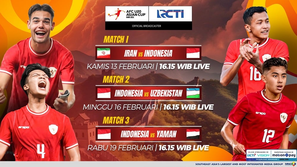 Jadwal Timnas Indonesia U-20 Vs Iran di Piala Asia U-20 2025 Malam Ini, Live RCTI!