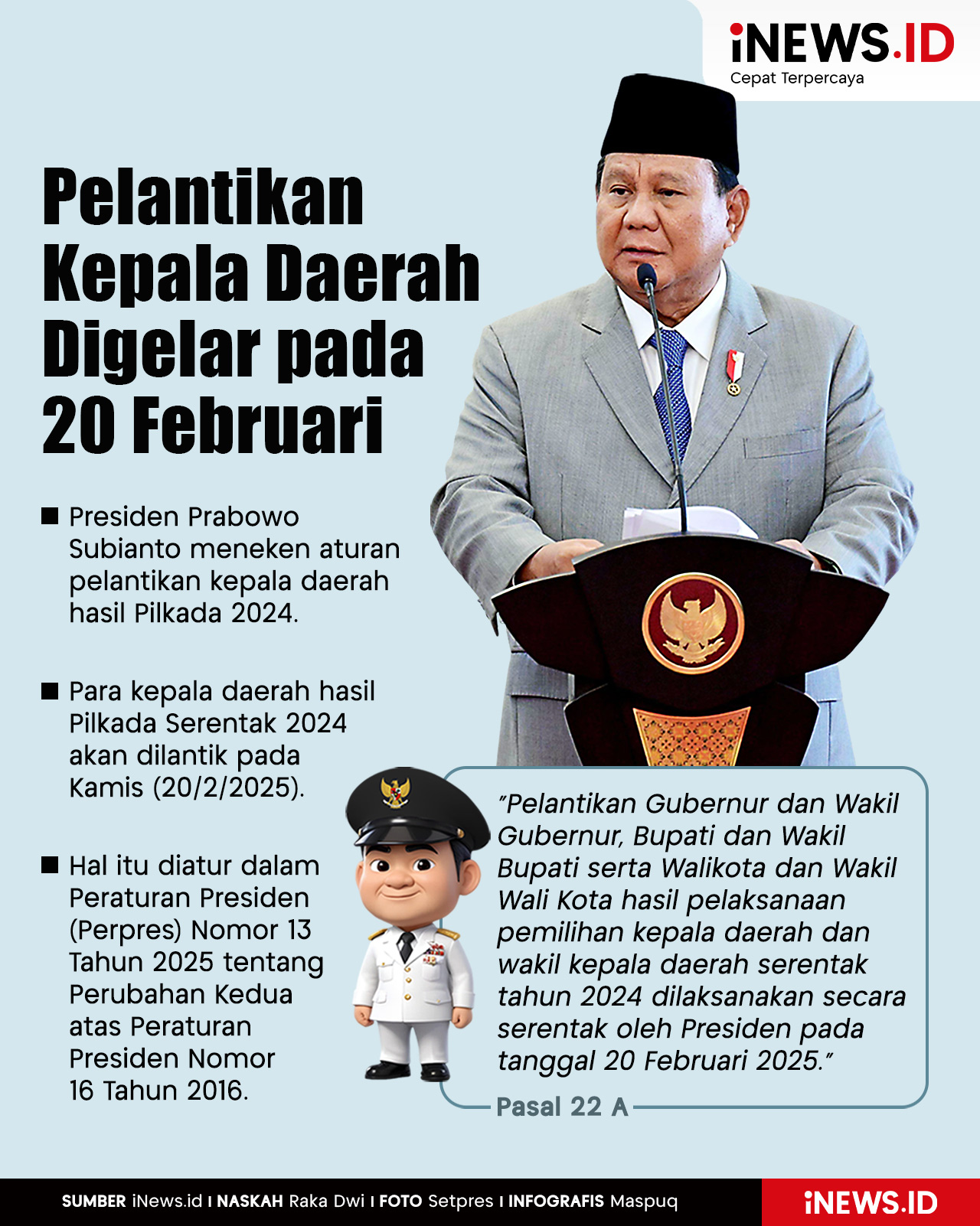 Infografis Pelantikan Kepala Daerah Digelar 20 Februari 2025