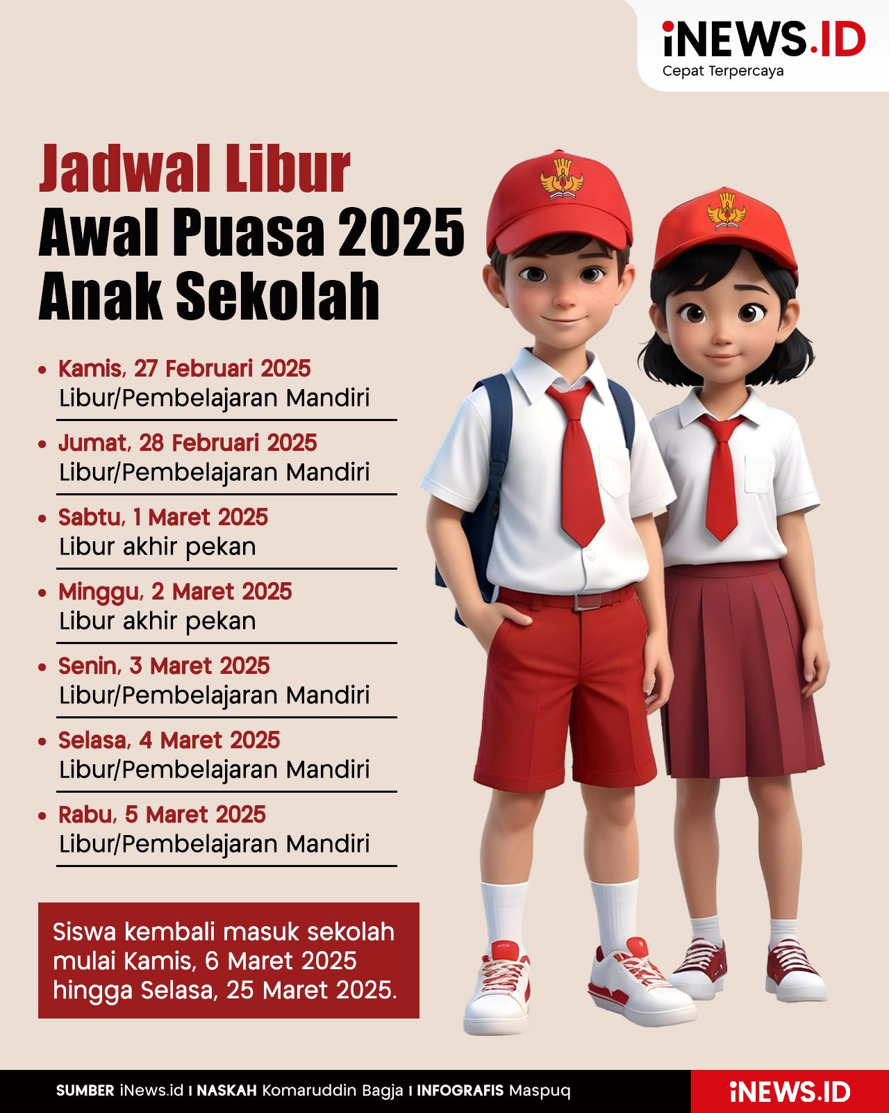 Infografis Libur Awal Puasa 2025 Anak Sekolah