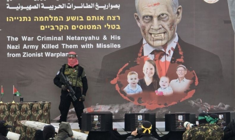 Makna Gambar Netanyahu seperti Drakula saat Penyerahan Jenazah Sandera Israel di Gaza