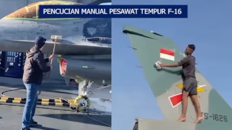 Viral Jet Tempur F-16 Dicuci Manual seperti Mobil, Ini Penjelasan TNI AU