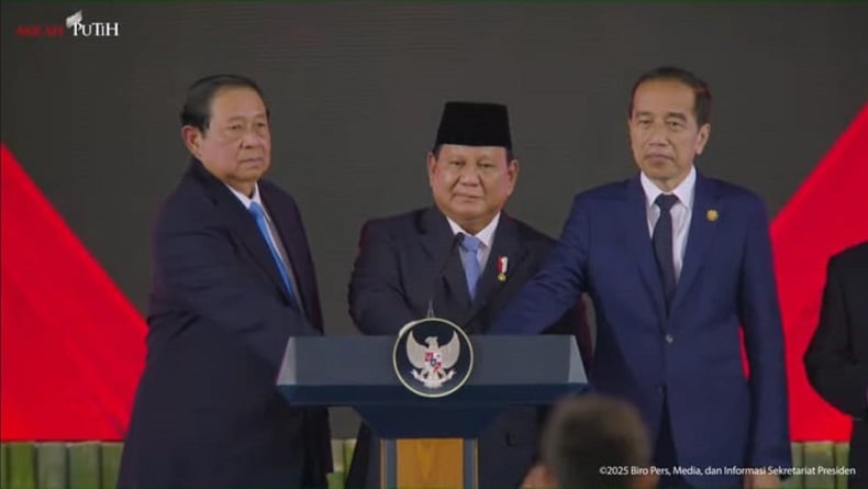 Kompak! Potret Prabowo, SBY dan Jokowi Tekan Tombol Peluncuran Danantara