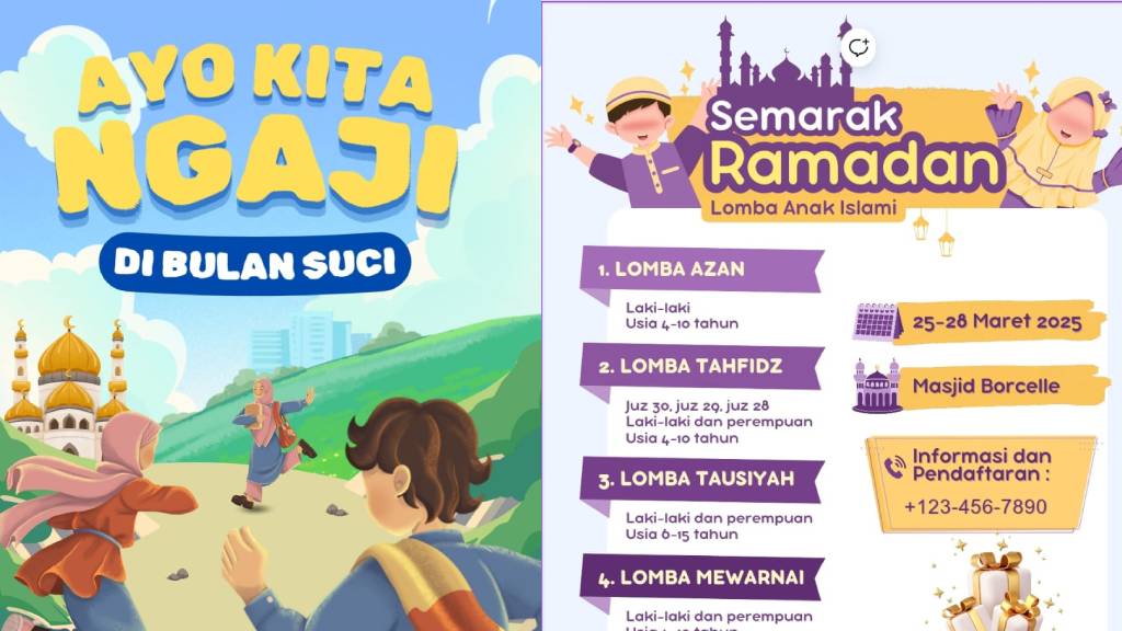 20 Poster Ramadhan 2025 Anak: Desain Kreatif, Edukatif dan Gratis untuk Meriahkan Bulan Puasa