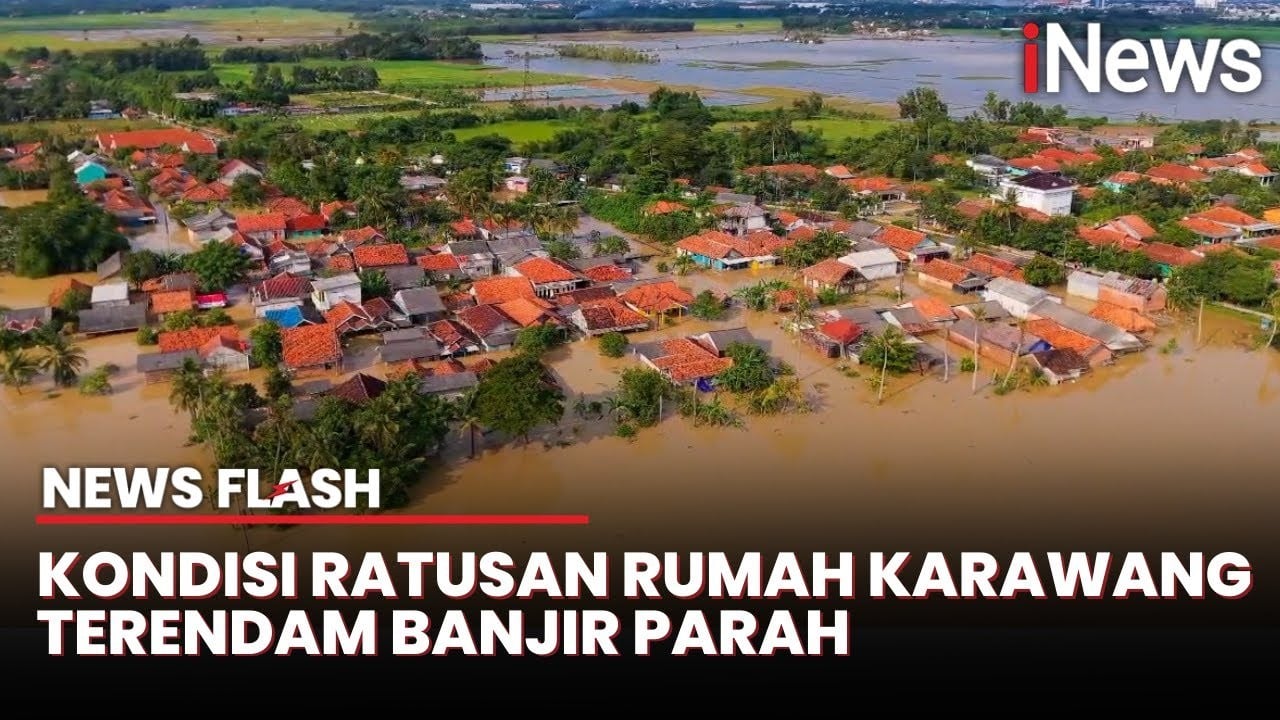 Pantauan Udara Banjir Rendam Ratusan Rumah di Karawang