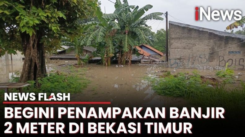 Penampakan Banjir di Bekasi Timur, Ketinggian Air Sampai Atap Rumah