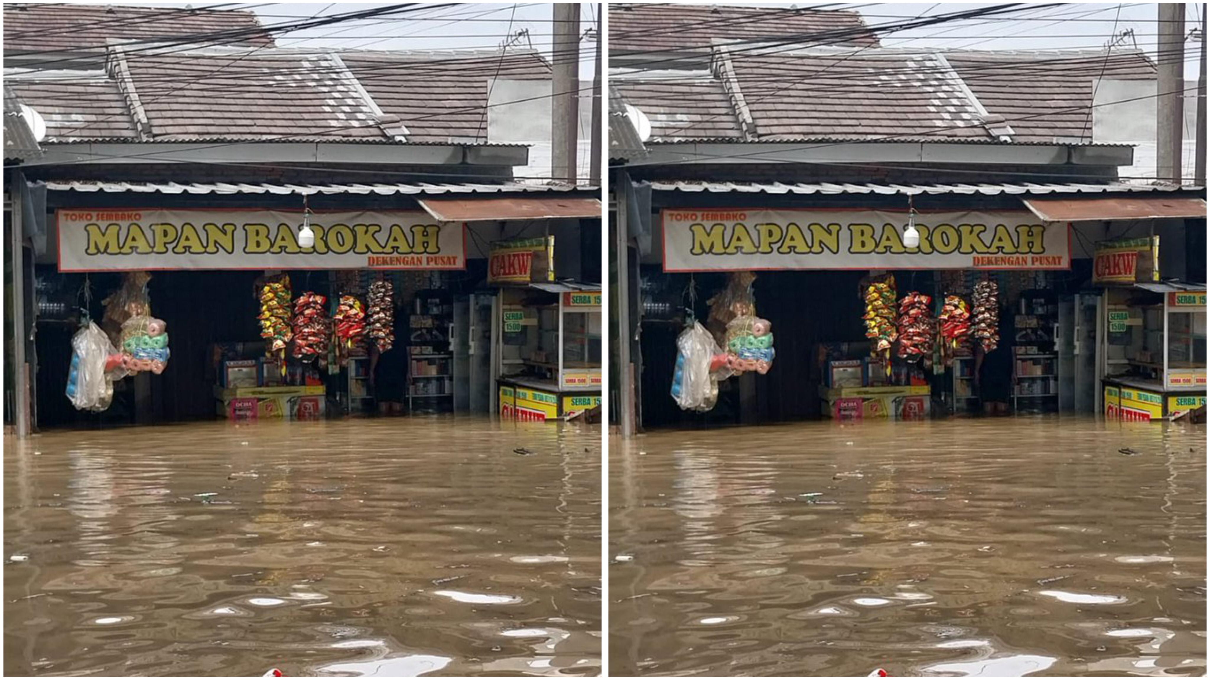 Viral Warung Madura Tetap Buka saat Banjir Nyaris Seatap, Netizen: Fix! Tutupnya Kiamat