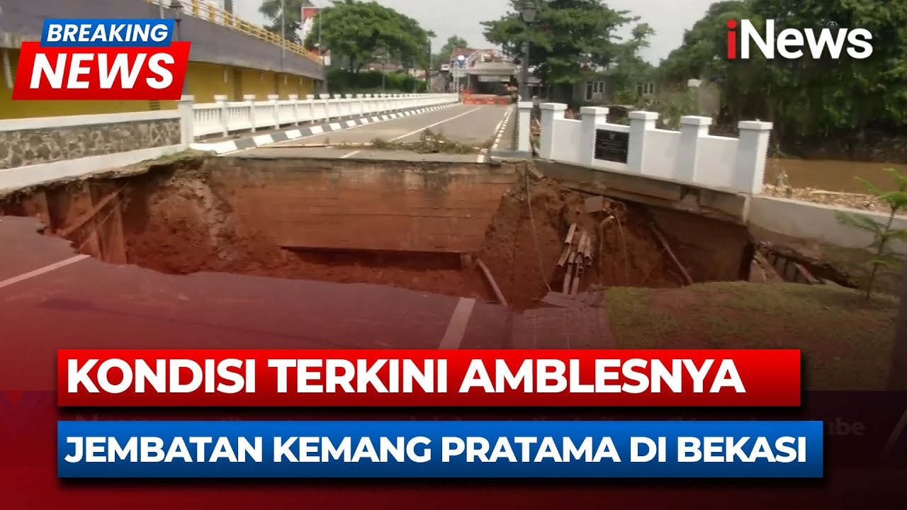 Penampakan Jembatan Kemang Pratama yang Amblas Diterjang Banjir