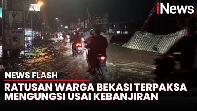 Diguyur Hujan Tinggi, Kali Srengseng Bekasi Meluap dan Sebabkan Banjir