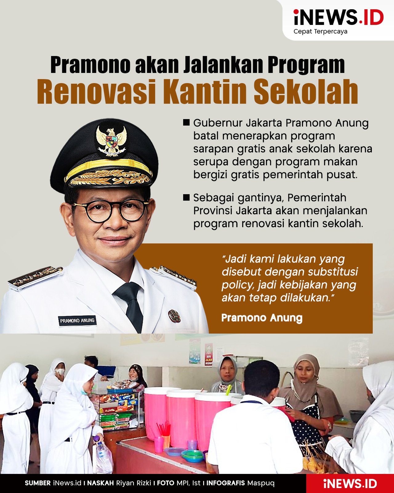 Infografis Pramono akan Jalankan Program Renovasi Kantin Sekolah