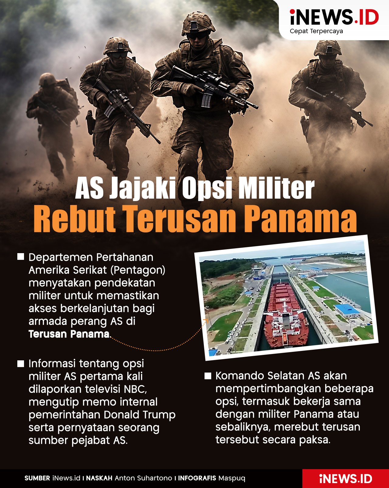 Infografis AS Pertimbangkan Opsi Militer Rebut Terusan Panama