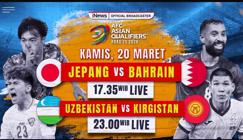 Live iNews! Jepang Vs Bahrain di Kualifikasi Piala Dunia 2026 Zona Asia Sore Ini